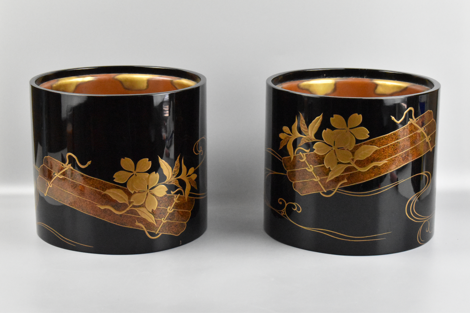 PAIR JAPANESE LACQUER HIBACHI W/