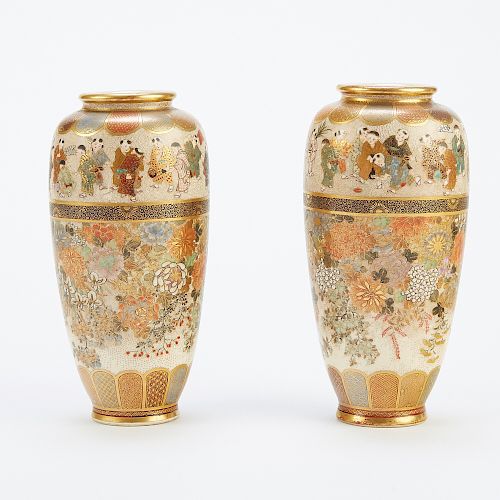 PAIR JAPANESE MEIJI SATSUMA VASES