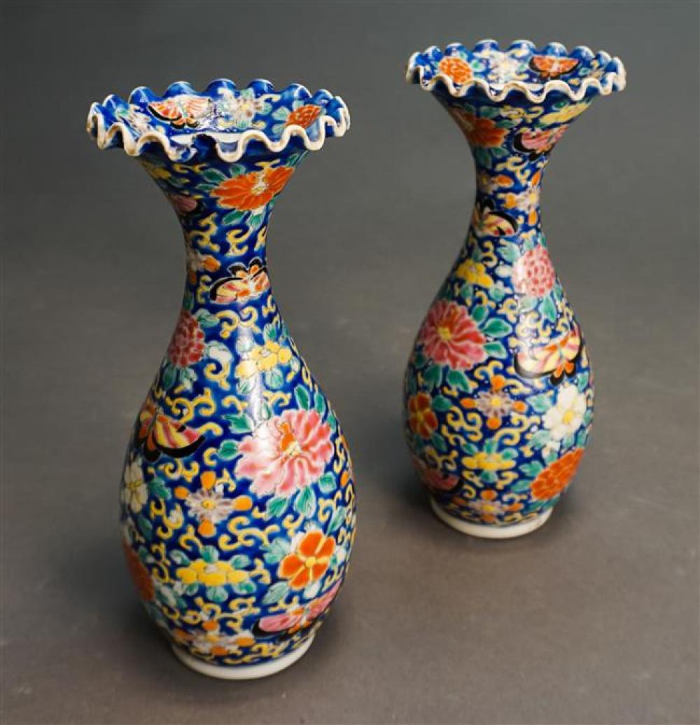 PAIR JAPANESE POLYCHROME ENAMEL