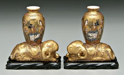 Pair Japanese Satsuma elephants: