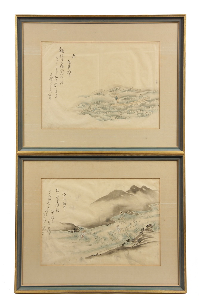 PAIR JAPANESE SCROLL PAINTINGS -