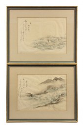 PAIR JAPANESE SCROLL PAINTINGS