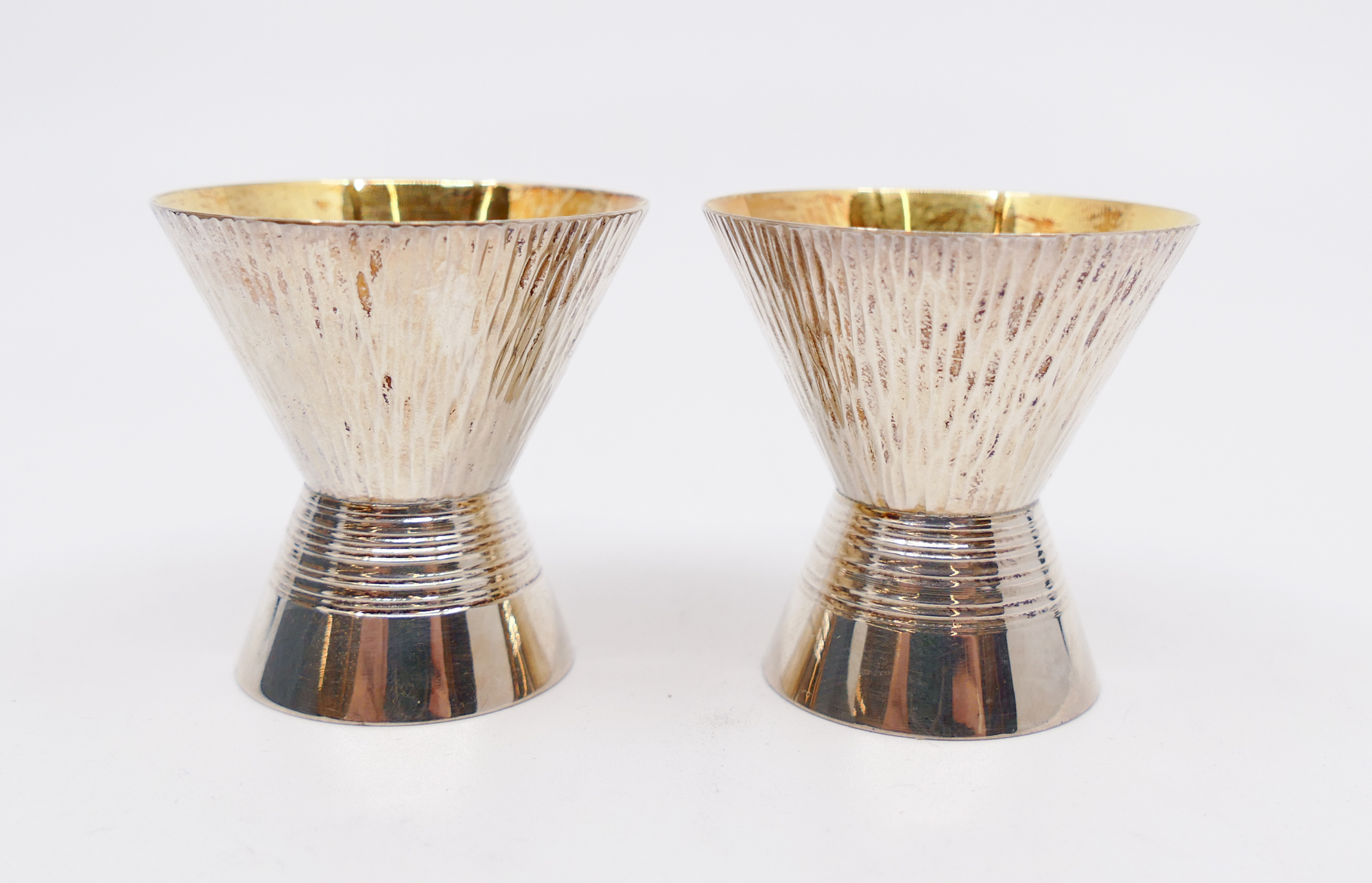 Pair Japanese Silver Sake Cups with