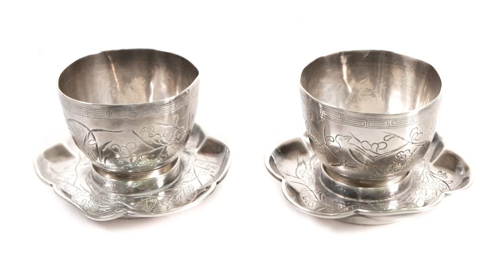 PAIR, JAPANESE STERLING SILVER SAKE