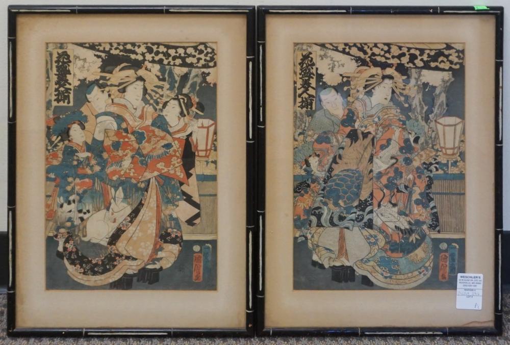 PAIR JAPANESE UKIYO-E WOODBLOCK