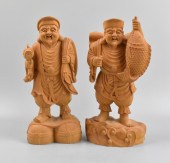 PAIR JAPANESE WOOD CARVING OF