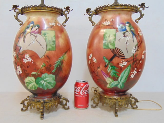 PAIR JAPANESQUE TABLE LAMPS,
