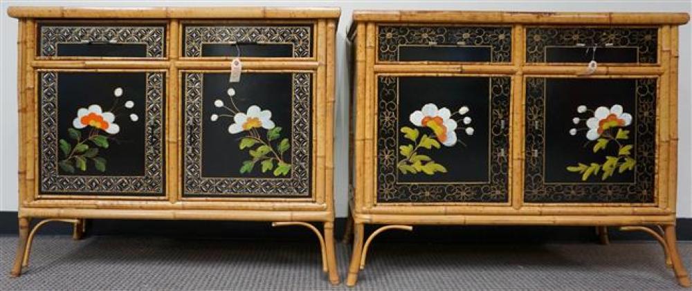 PAIR JAPANNED FRUITWOOD AND