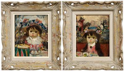 Pair Jean Calogero paintings: one a