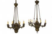 PAIR JEWELED BRONZE 8-ARM CHAN