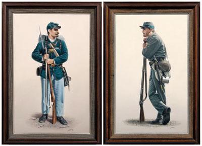 Pair John White Civil War paintings