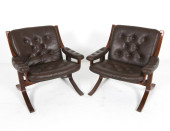 PAIR JON HJORTDAL LEATHER LOUN