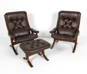 PAIR JON HJORTDAL LEATHER LOUN