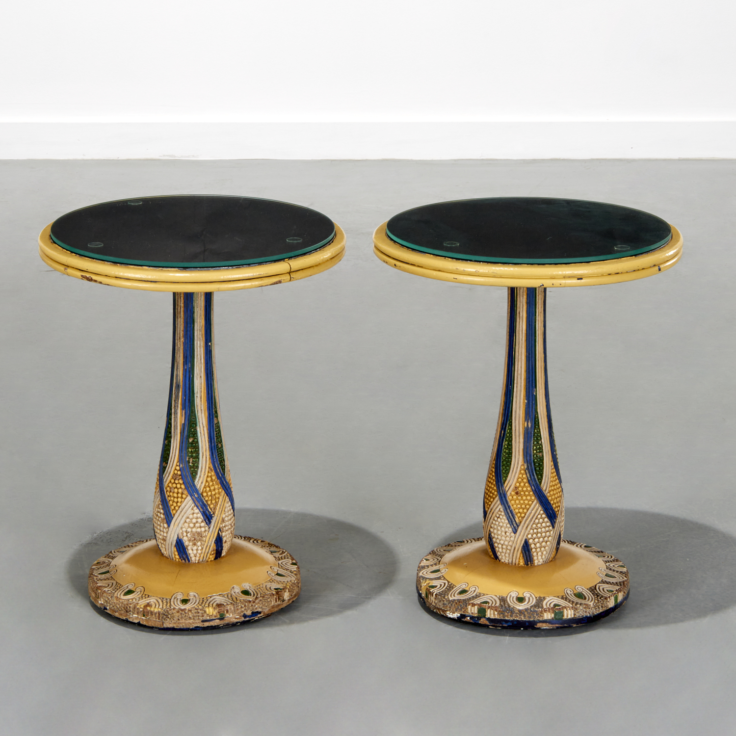 PAIR JUNGENDSTIL SLATE, PAINTED