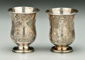 Pair Kentucky coin silver cups
