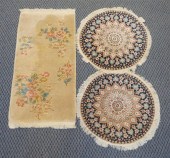 PAIR KERMAN ROUND MATS AND CHI