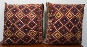 PAIR KILIM UPHOLSTERED PILLOWS