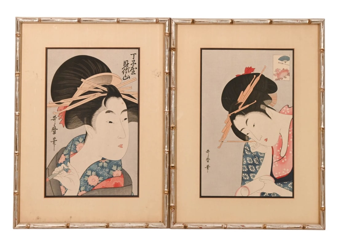 PAIR KITAGAWA UTAMARO WOOD BLOCKS W