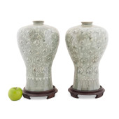 PAIR, KOREAN CELADON VASE W/ST