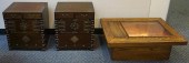 PAIR KOREAN METAL MOUNTED WOOD