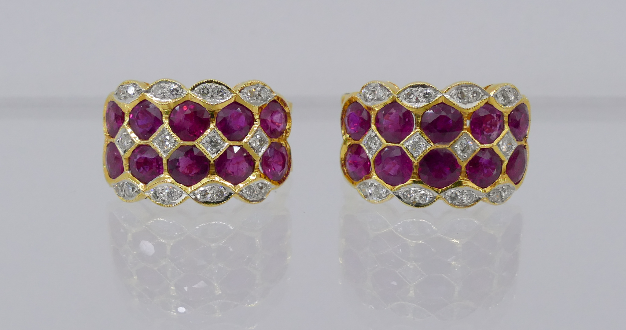 Pair Lady's 18k Ruby and Diamond