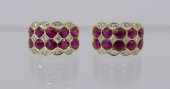 Pair Lady's 18k Ruby and Diamo