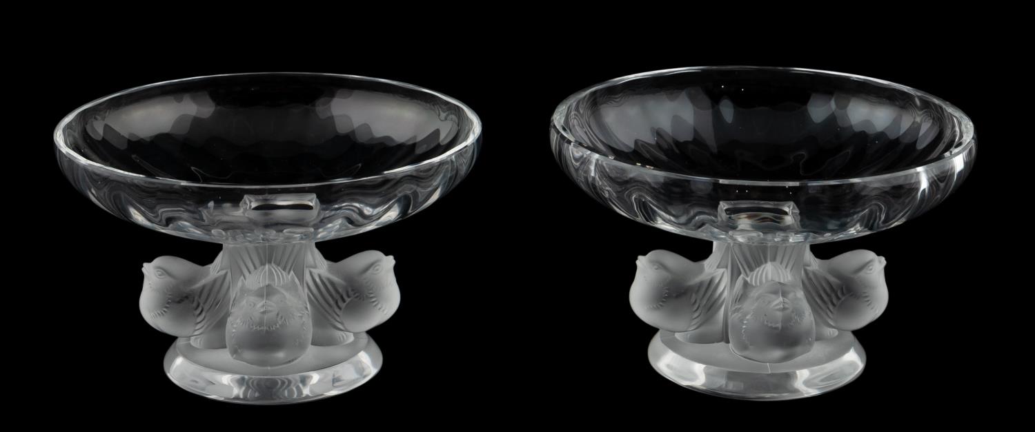 PAIR, LALIQUE CRYSTAL "NOGENT"
