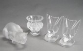 PAIR LALIQUE FROSTED CRYSTAL B