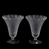 PAIR, LALIQUE FROSTED CRYSTAL