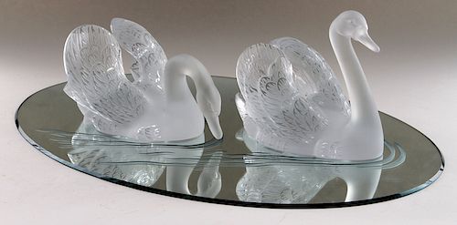 PAIR LALIQUE FROSTED CRYSTAL