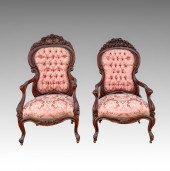 PAIR LAMINATED ROSEWOOD ARMCHA