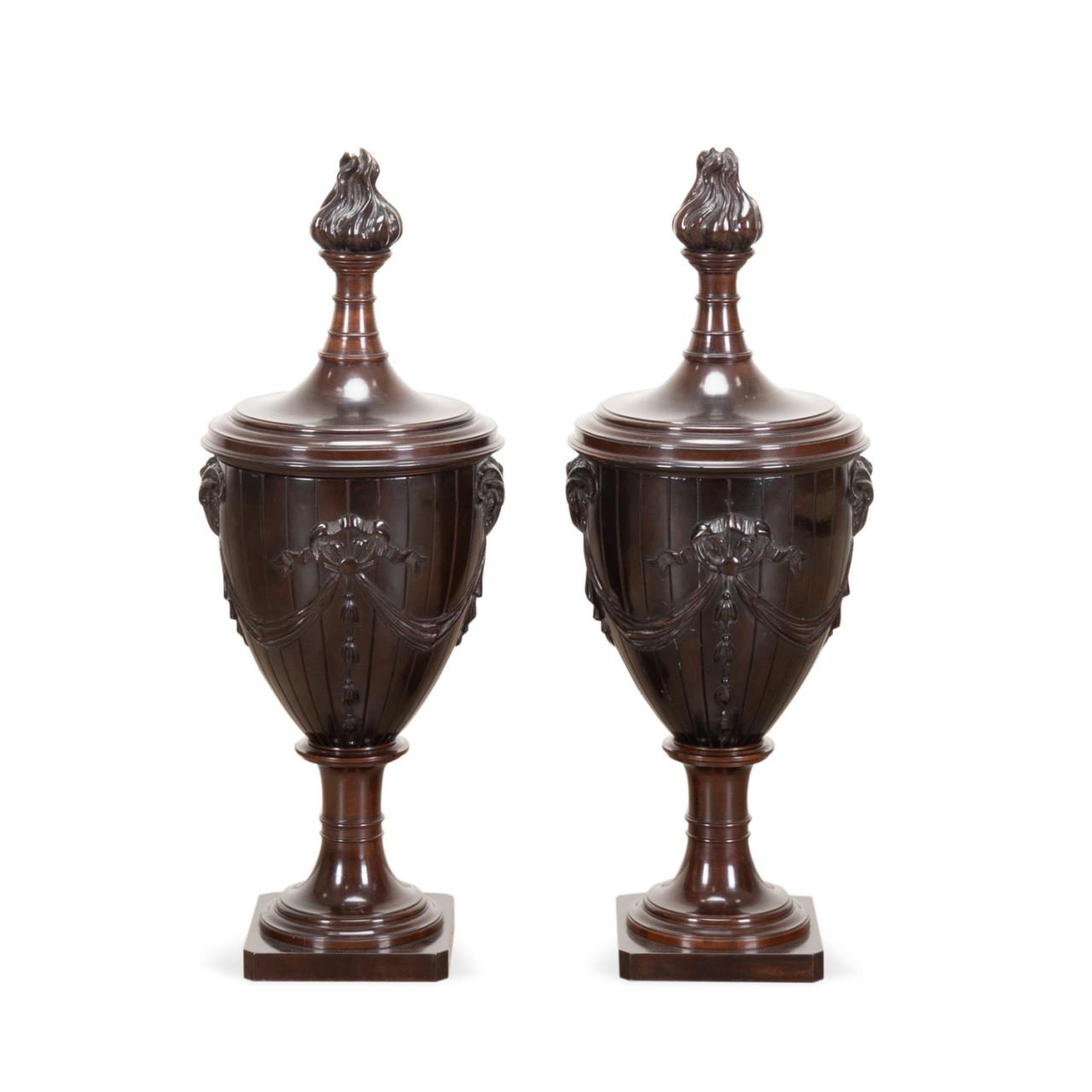 PAIR LARGE ADAMS STYLE MAHOGANY