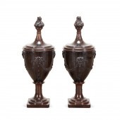 PAIR LARGE ADAMS STYLE MAHOGAN