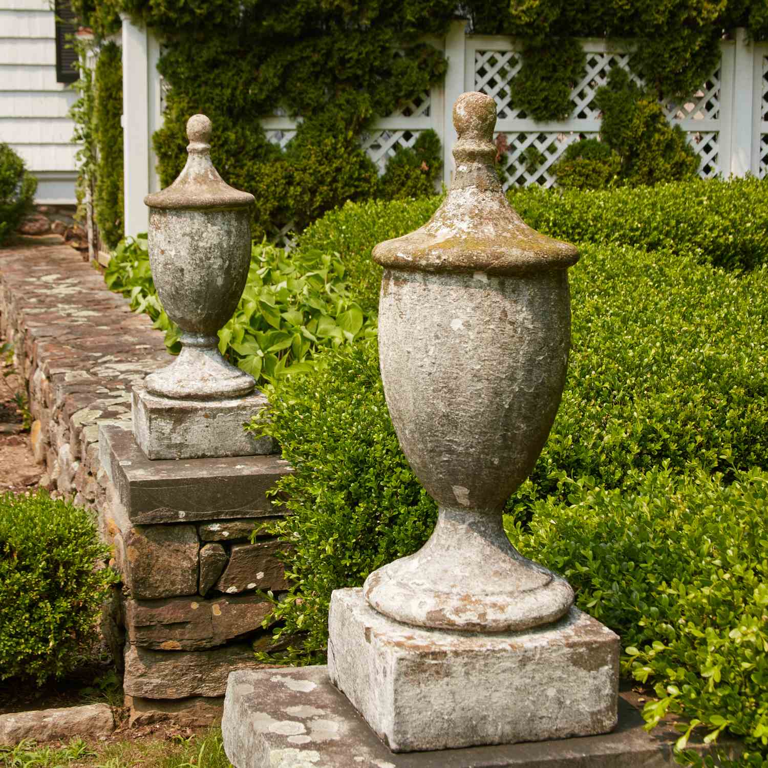 PAIR LARGE ANTIQUE STONE GARDEN