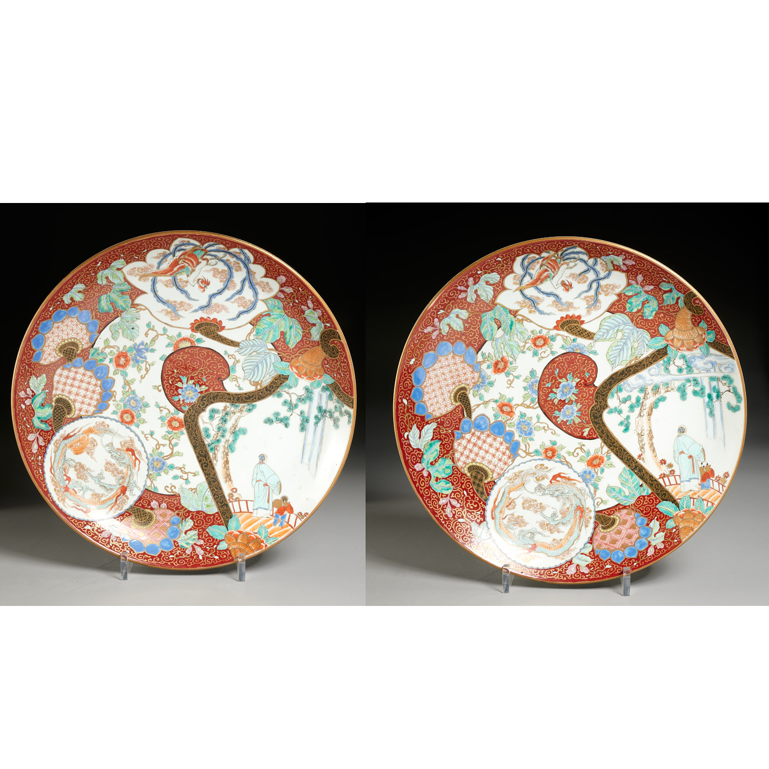 PAIR LARGE ARITA PORCELAIN CHARGERS