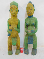 PAIR LARGE BEADED AFRICAN YORU