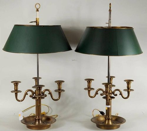 PAIR LARGE BRASS BOUILLOTTE FOUR