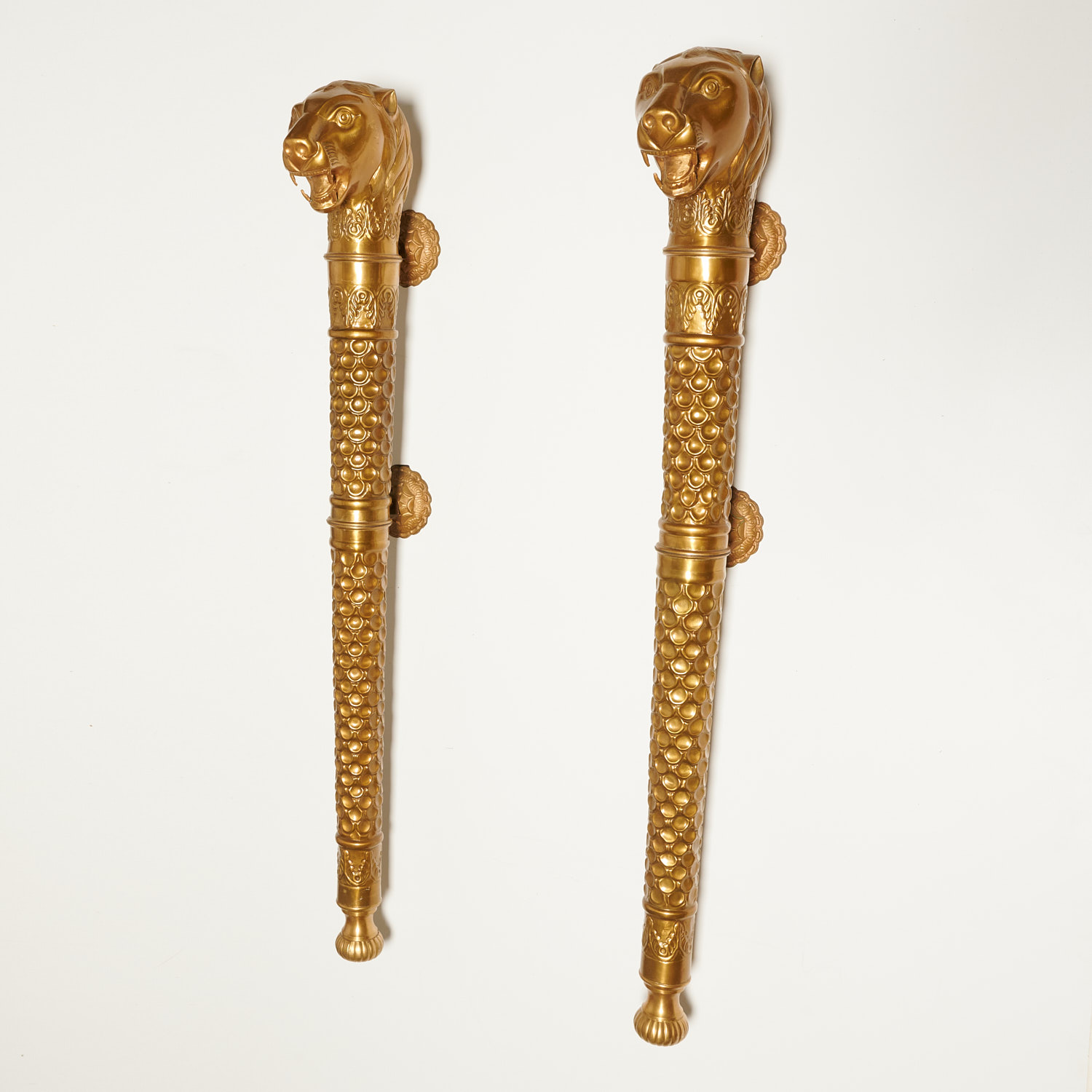 PAIR LARGE BRASS MUGHAL STYLE