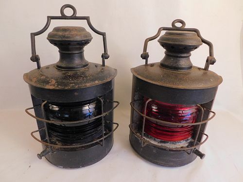 PAIR LARGE BRASS SHIP
