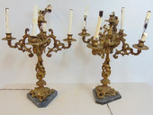 PAIR LARGE BRONZE CANDELABRA L