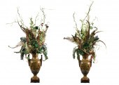 PAIR, LARGE CERAMIC DECORATED