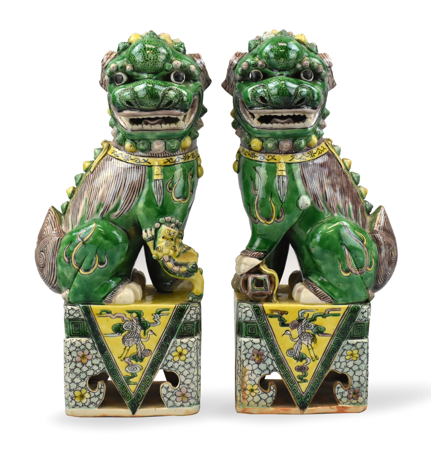 PAIR LARGE CHINESE SANCAI GLAZED