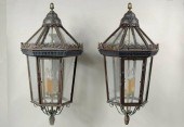 PAIR LARGE COPPER/BRASS LANTER