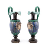PAIR, LARGE FRENCH FAIENCE FAC