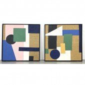 Pair Large Geometric Paintings