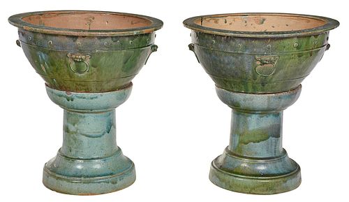 PAIR LARGE GLAZED CERAMIC