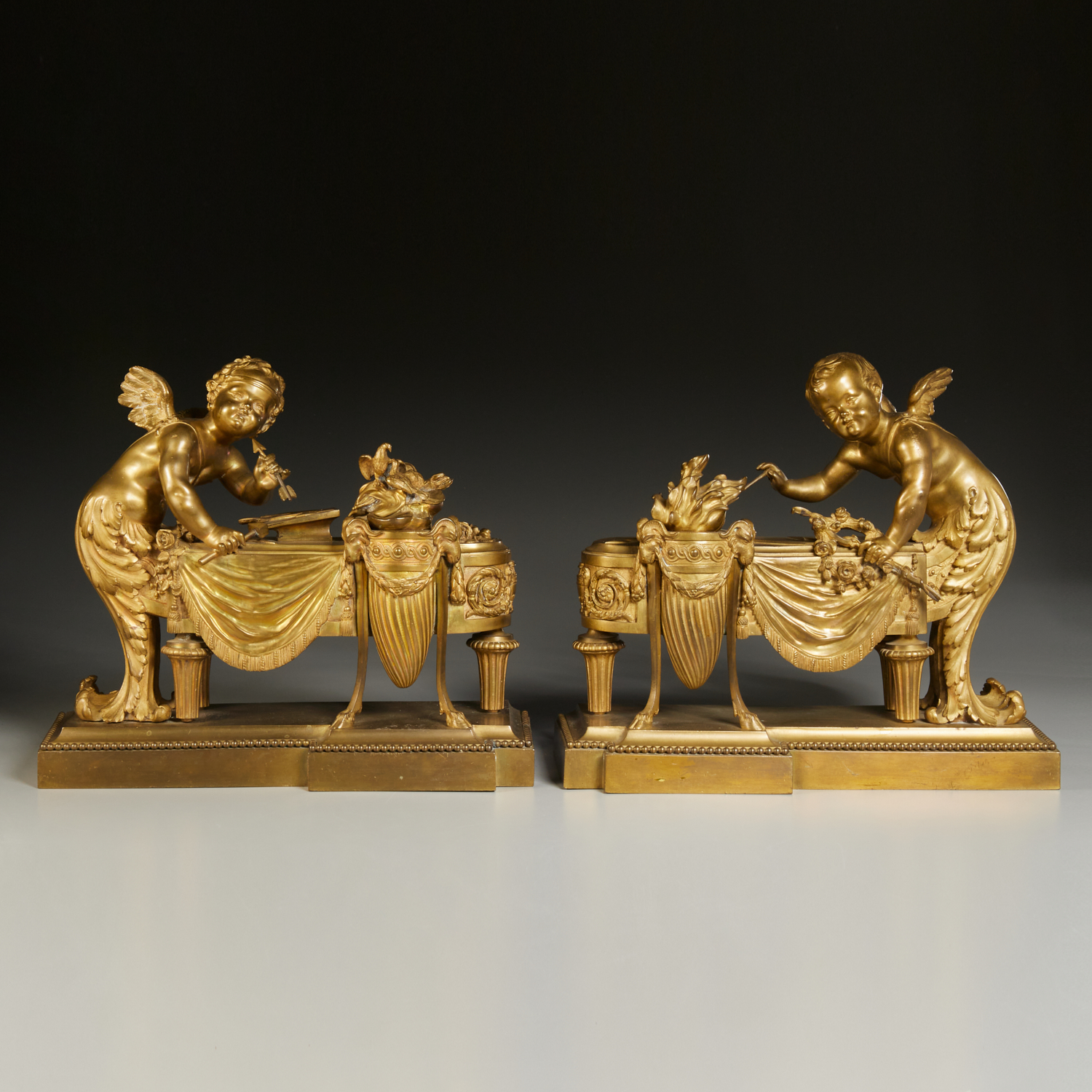 PAIR LARGE LOUIS XVI STYLE DORE