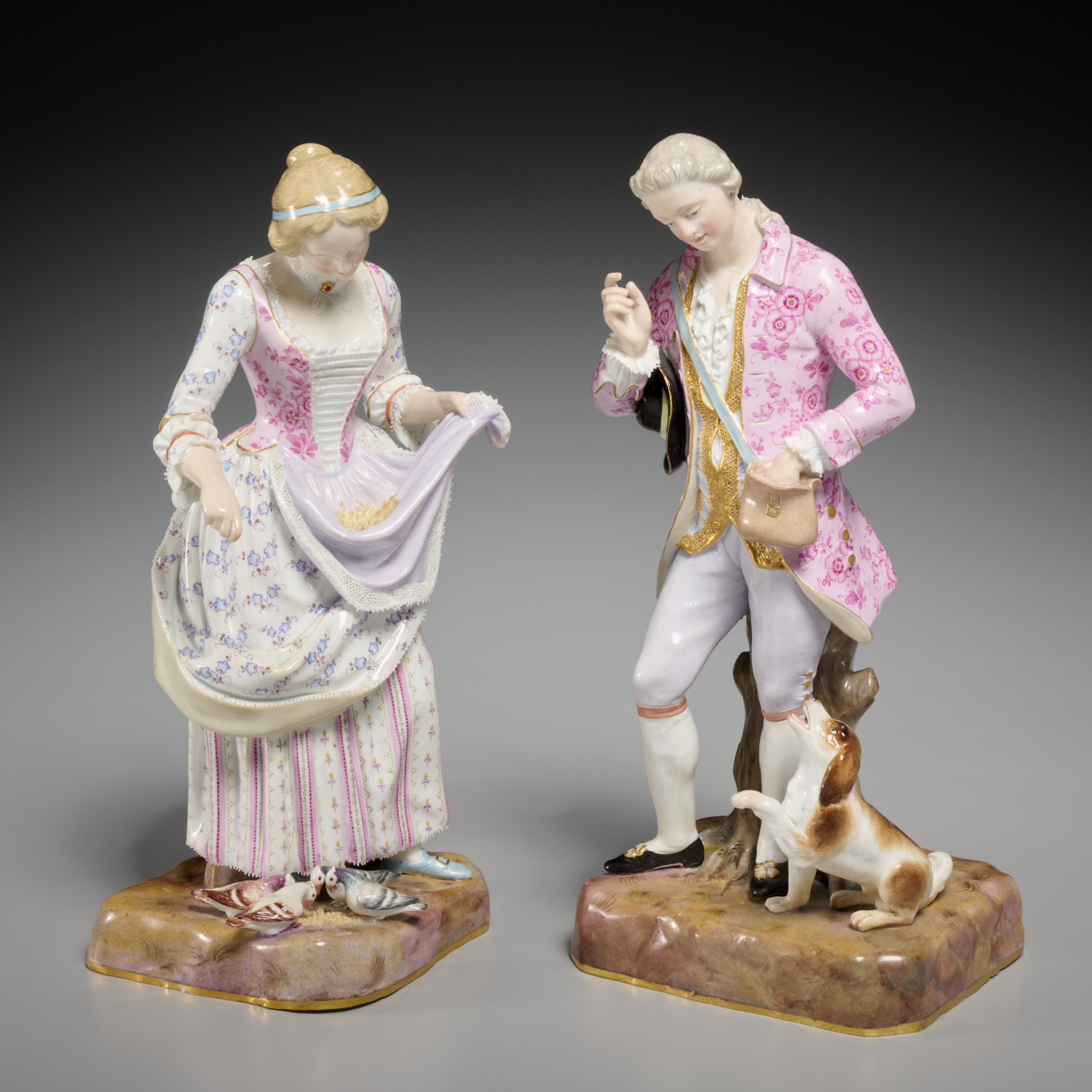 PAIR LARGE MEISSEN PORCELAIN