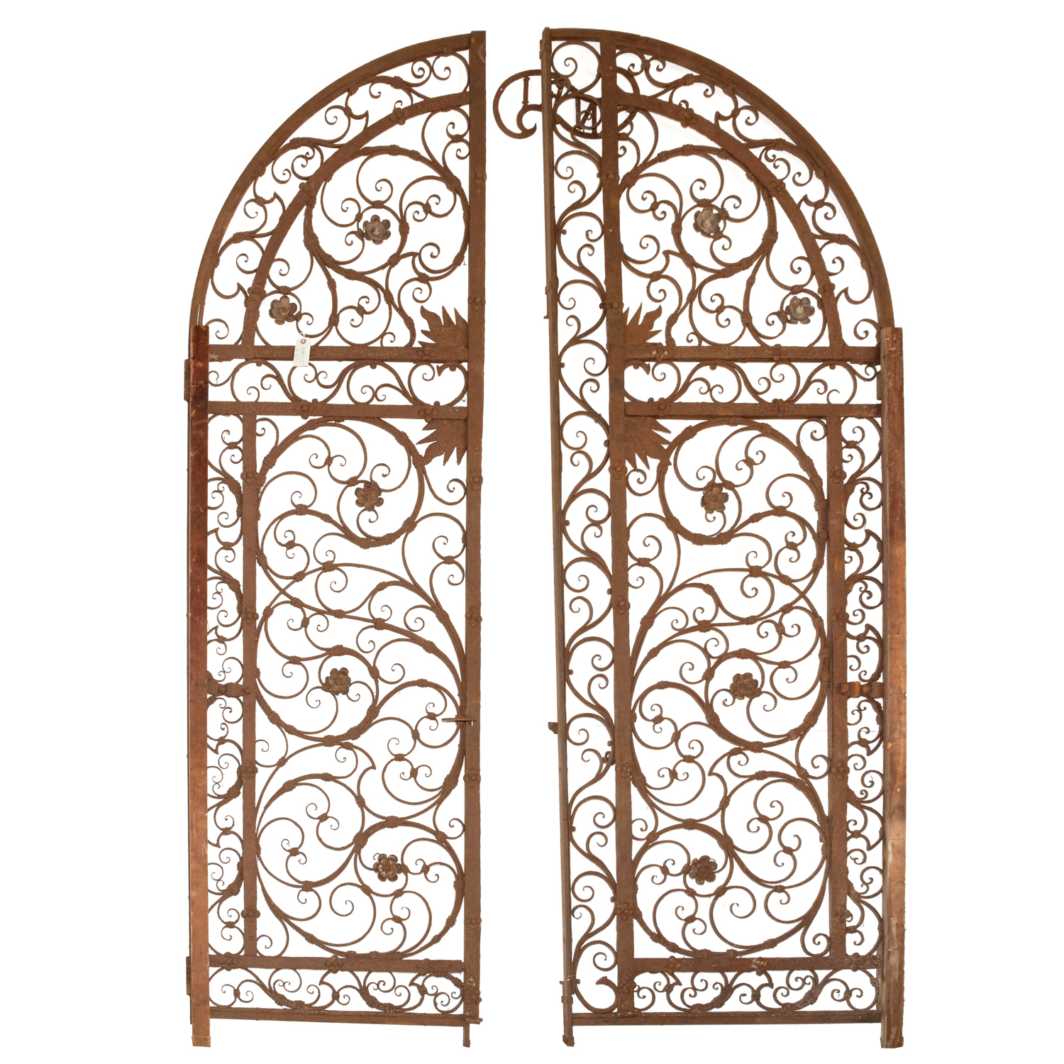 PAIR LARGE ORNAMENTAL IRON GATES,