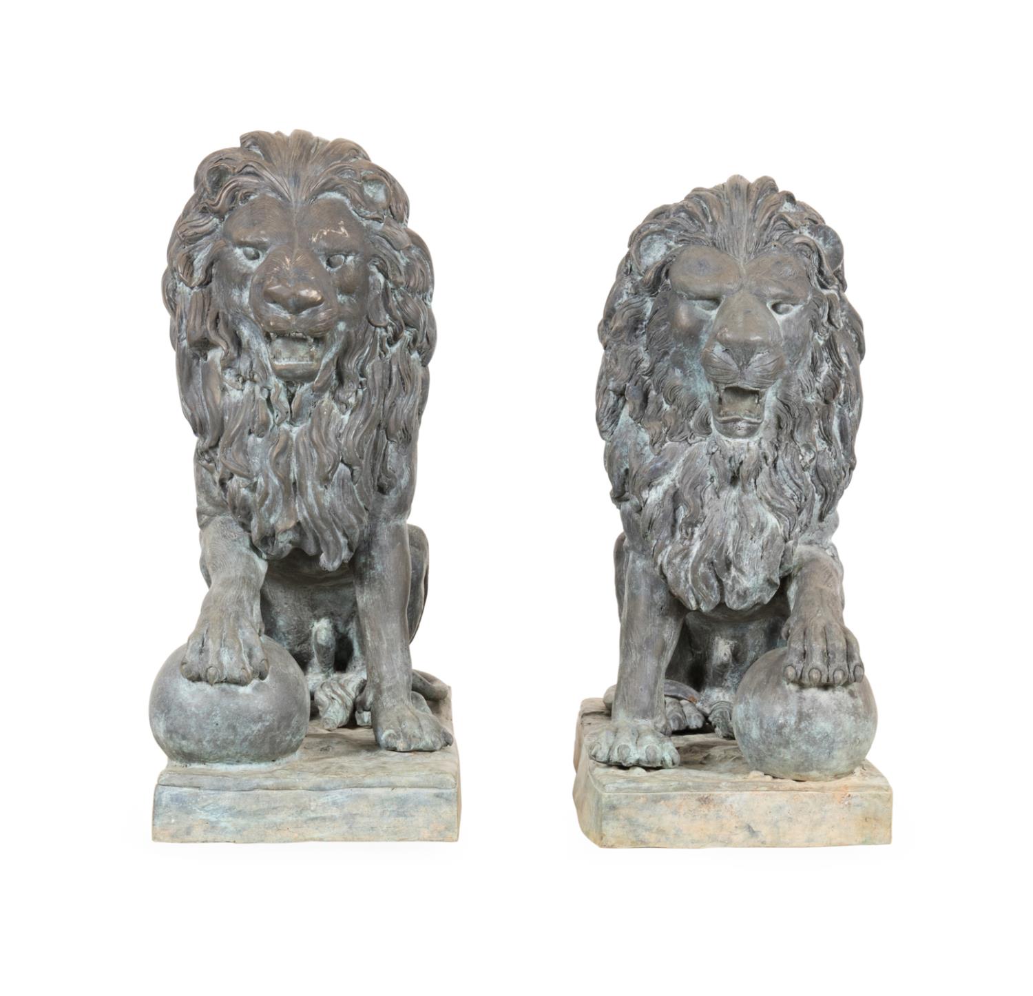 PAIR LARGE PATINATED METAL GARDEN